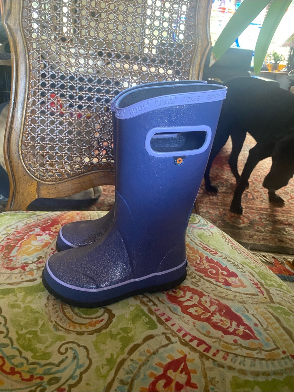 Bogs 10 Purple Glitter Kids Rain Boots NWOB